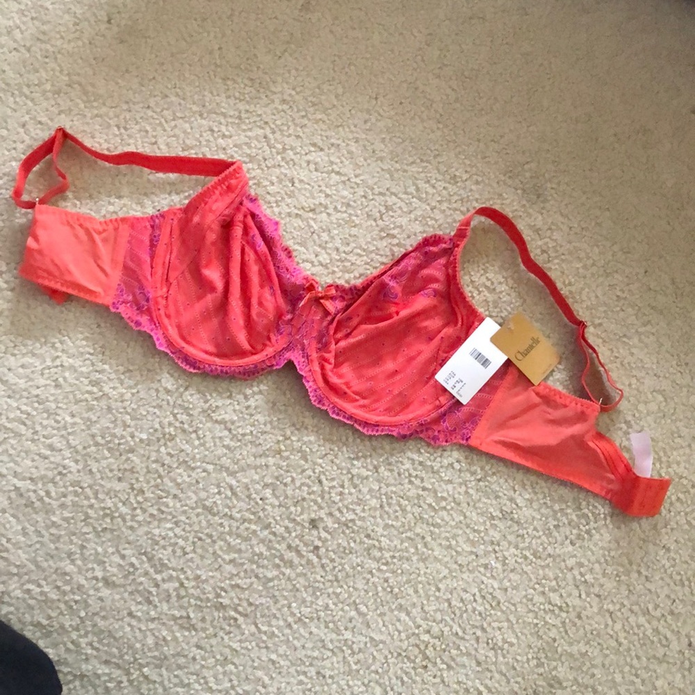 Chantelle purple/salmon lace bra